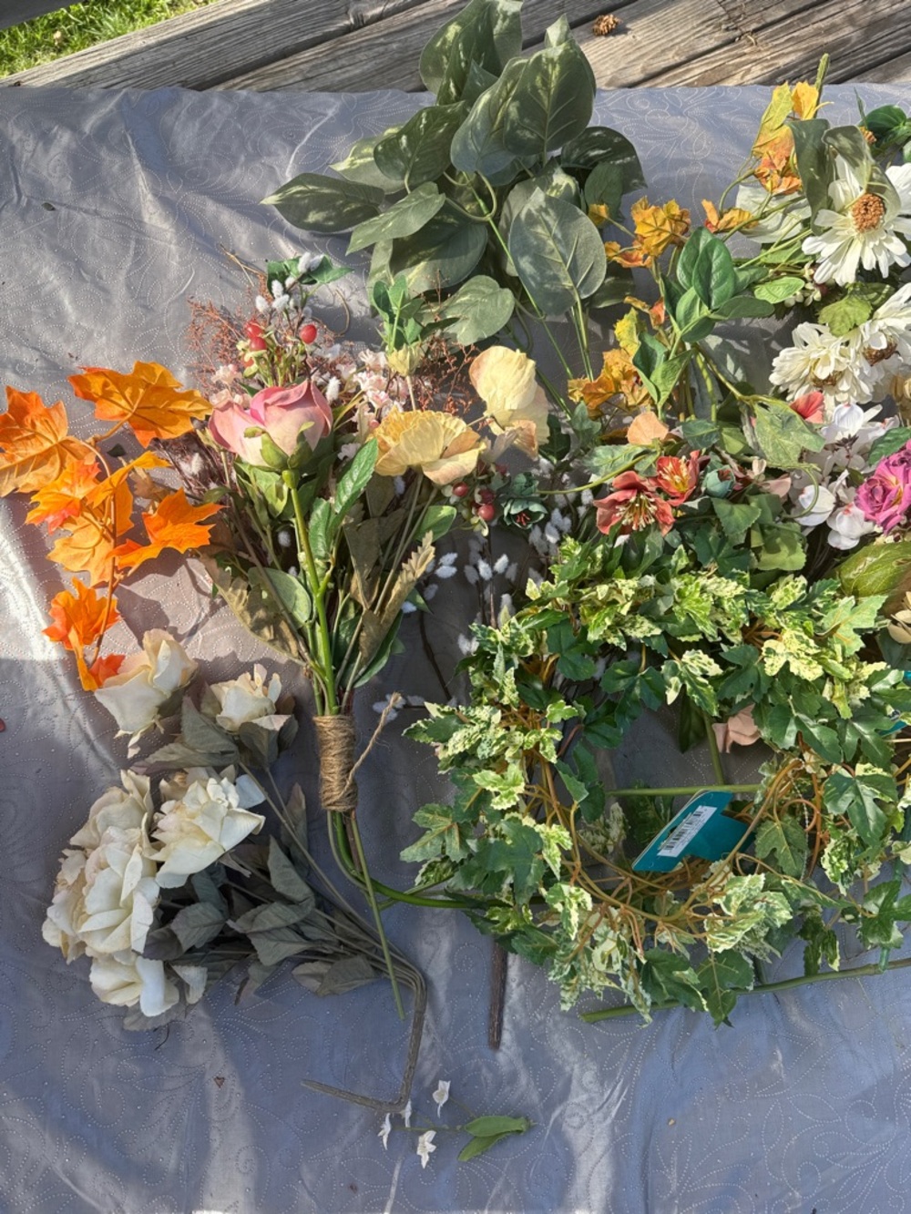 Mixed Artificial Floral Bouquet and Greenery - Multicolor